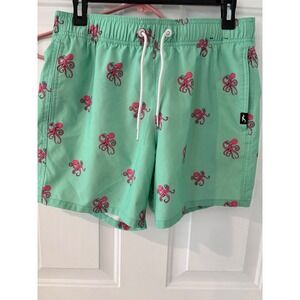 Hollister Mens Swim Trunks Small Mint Green Pink Octopus Board Shorts Beach